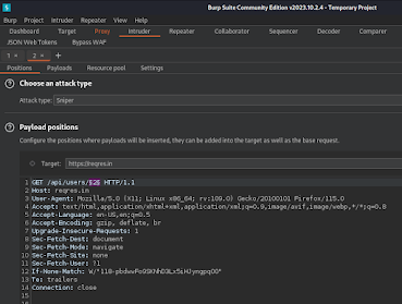 Burpsuite screenshot 1